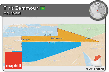 Political Panoramic Map of Tiris Zemmour, lighten