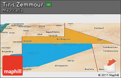 Political Panoramic Map of Tiris Zemmour, satellite outside