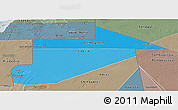 Political Shades Panoramic Map of Tiris Zemmour, semi-desaturated