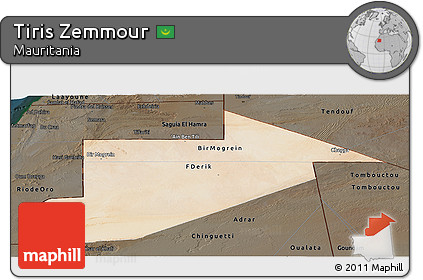 Satellite Panoramic Map of Tiris Zemmour, darken