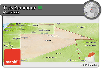 Satellite Panoramic Map of Tiris Zemmour, physical outside