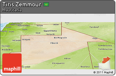 Satellite Panoramic Map of Tiris Zemmour, physical outside