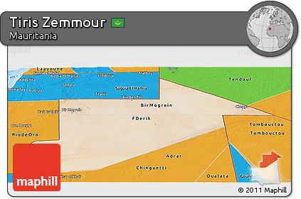 Satellite Panoramic Map of Tiris Zemmour, political outside