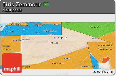 Satellite Panoramic Map of Tiris Zemmour, political outside