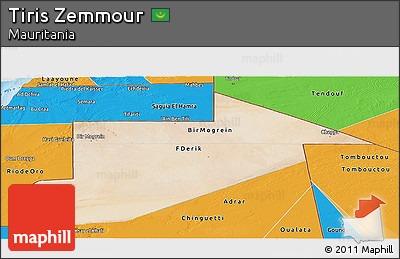 Satellite Panoramic Map of Tiris Zemmour, political outside