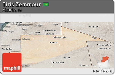 Satellite Panoramic Map of Tiris Zemmour, semi-desaturated