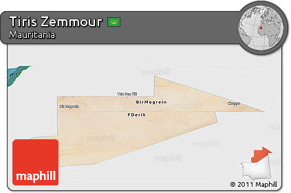 Satellite Panoramic Map of Tiris Zemmour, single color outside