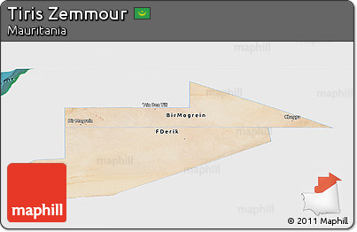 Satellite Panoramic Map of Tiris Zemmour, single color outside