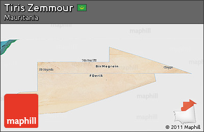 Satellite Panoramic Map of Tiris Zemmour, single color outside