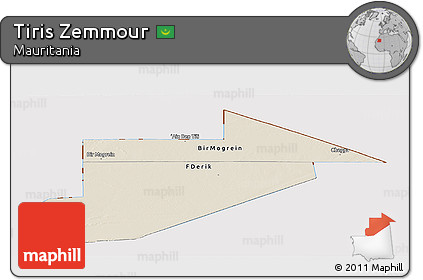Shaded Relief Panoramic Map of Tiris Zemmour, cropped outside