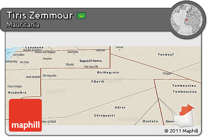 Shaded Relief Panoramic Map of Tiris Zemmour