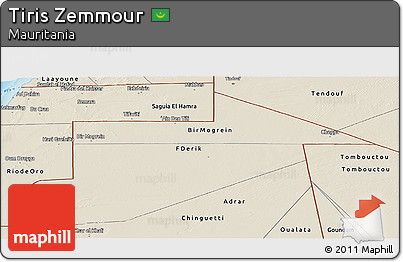 Shaded Relief Panoramic Map of Tiris Zemmour