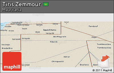 Shaded Relief Panoramic Map of Tiris Zemmour
