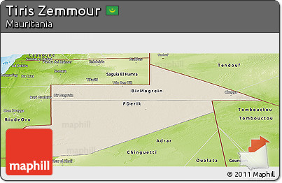 Shaded Relief Panoramic Map of Tiris Zemmour, physical outside