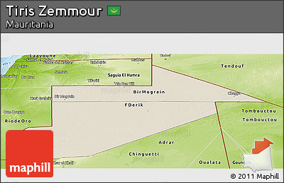 Shaded Relief Panoramic Map of Tiris Zemmour, physical outside