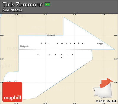 Classic Style Simple Map of Tiris Zemmour, single color outside