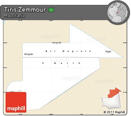 Classic Style Simple Map of Tiris Zemmour, single color outside