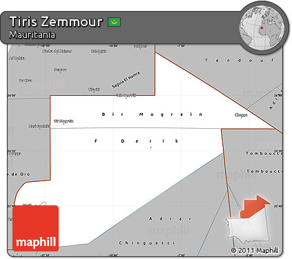 Gray Simple Map of Tiris Zemmour