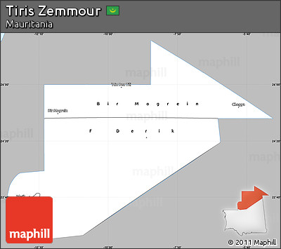 Gray Simple Map of Tiris Zemmour, single color outside