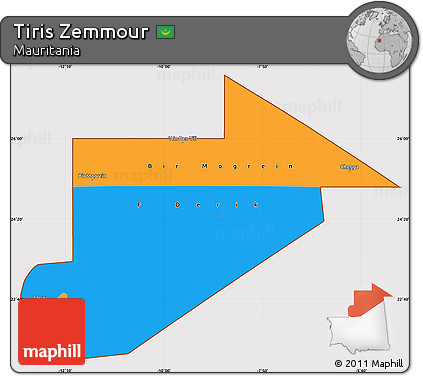 Political Simple Map of Tiris Zemmour, cropped outside
