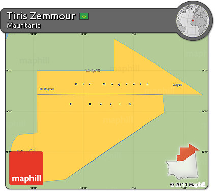 Savanna Style Simple Map of Tiris Zemmour, single color outside