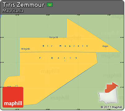 Savanna Style Simple Map of Tiris Zemmour, single color outside