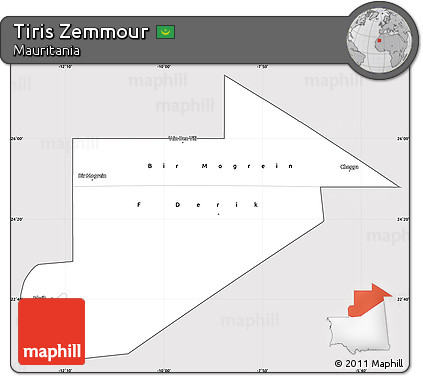Silver Style Simple Map of Tiris Zemmour, cropped outside