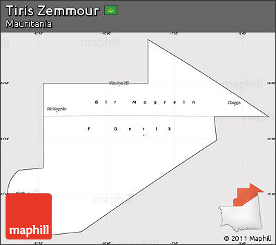 Silver Style Simple Map of Tiris Zemmour, cropped outside