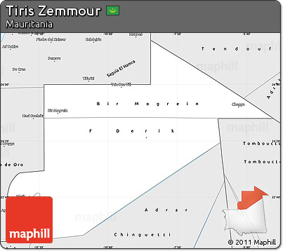 Silver Style Simple Map of Tiris Zemmour