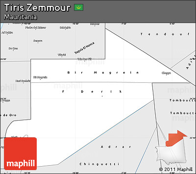 Silver Style Simple Map of Tiris Zemmour