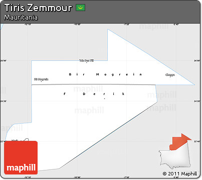 Silver Style Simple Map of Tiris Zemmour, single color outside