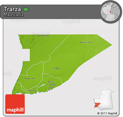 Physical 3D Map of Trarza, cropped outside