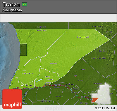 Physical 3D Map of Trarza, darken