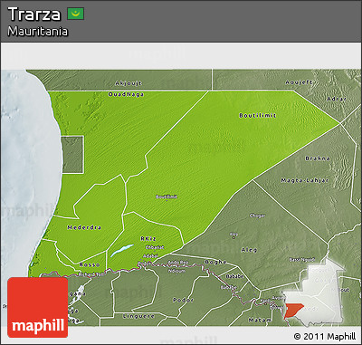 Physical 3D Map of Trarza, semi-desaturated