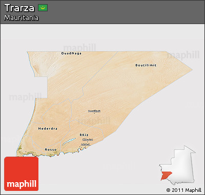 Satellite 3D Map of Trarza, cropped outside