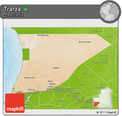 Satellite 3D Map of Trarza, physical outside