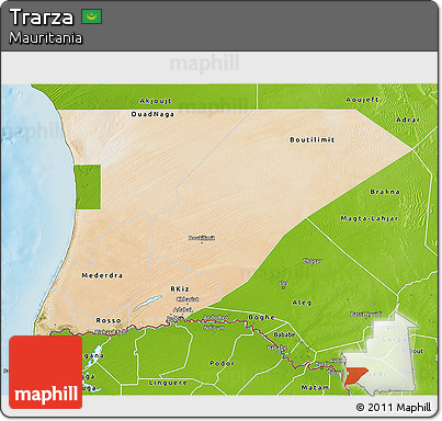 Satellite 3D Map of Trarza, physical outside