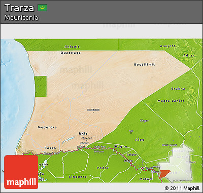 Satellite 3D Map of Trarza, physical outside