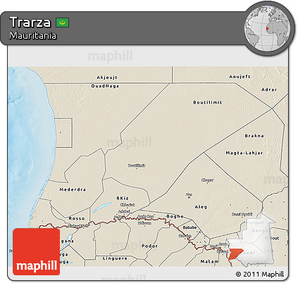 Shaded Relief 3D Map of Trarza