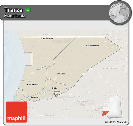 Shaded Relief 3D Map of Trarza, lighten