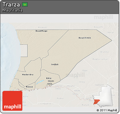 Shaded Relief 3D Map of Trarza, lighten