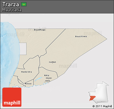 Shaded Relief 3D Map of Trarza, single color outside