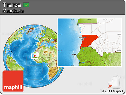 Physical Location Map of Trarza, highlighted country