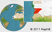 Satellite Location Map of Trarza, highlighted country