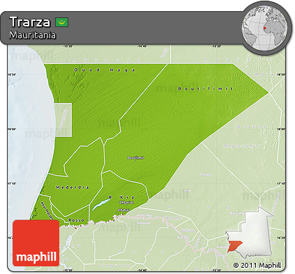 Physical Map of Trarza, lighten