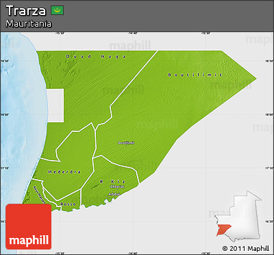 Physical Map of Trarza, single color outside