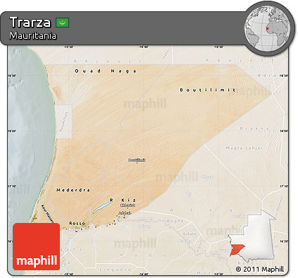 Satellite Map of Trarza, lighten