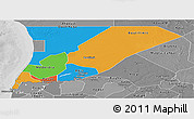 Political Panoramic Map of Trarza, desaturated