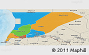 Political Panoramic Map of Trarza, shaded relief outside