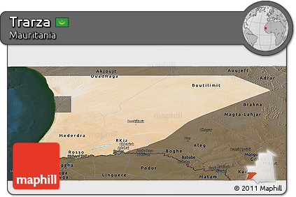 Satellite Panoramic Map of Trarza, darken